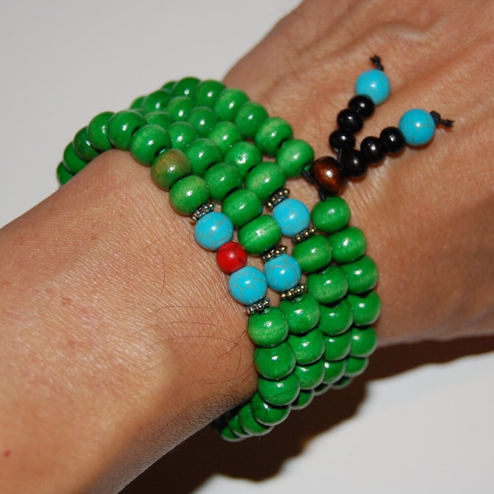 Wood Bracelet,Wood Necklace,108 Pray Beads,Necklace or Bracelet,Buddhist,Peace